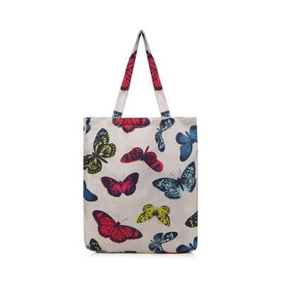 Multi-coloured 'Mantarary' butterfly print shopper bag
